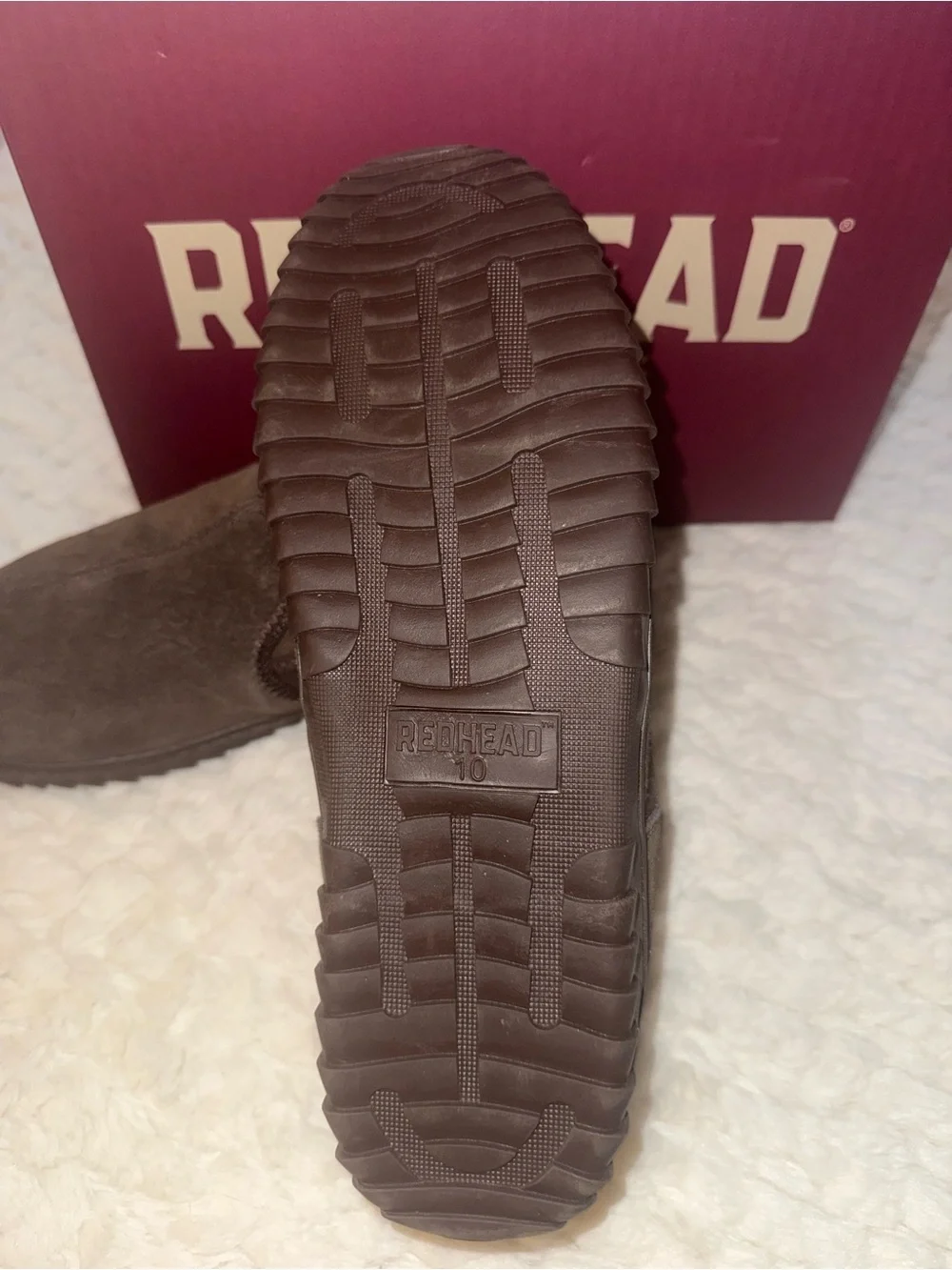 Men’s RedHead Brown Suede Slip-On Fleece-Lined Slippers